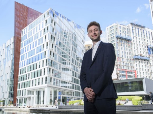 Nick Rennie in front of Mactaggart & Mickel headquarters