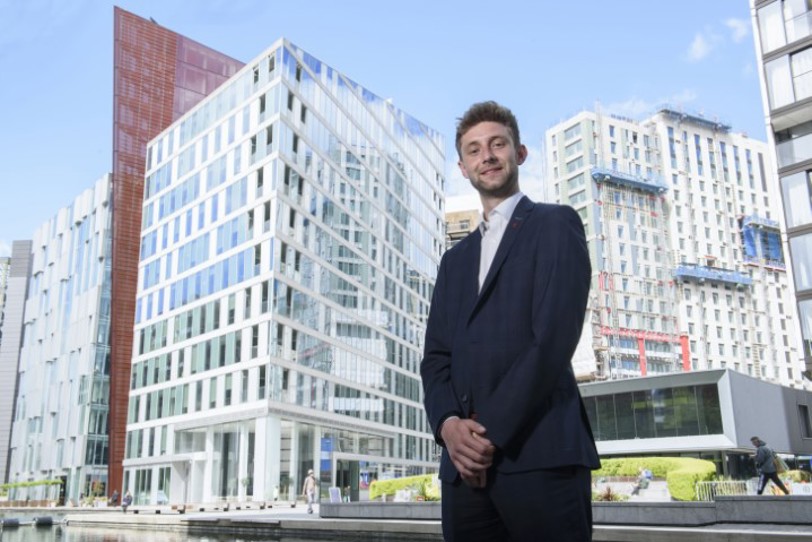 Nick Rennie in front of Mactaggart & Mickel headquarters